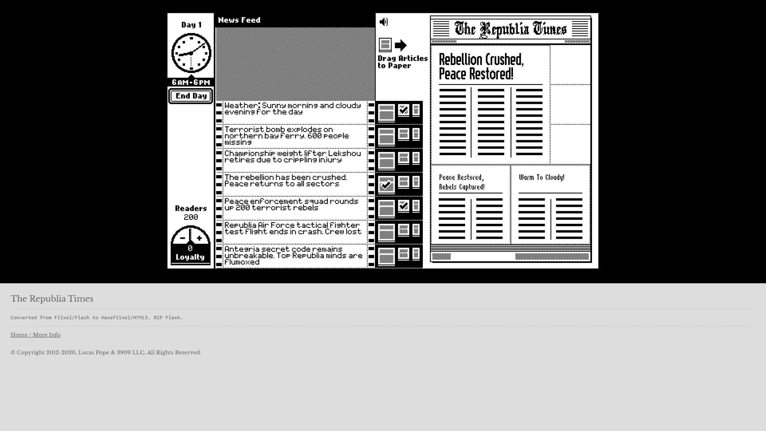 Edit the newspaper of Republia and print positive articles about the nation 